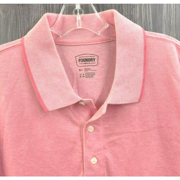 The Foundry Supply Co Men's Size XLT 1/4 Button Up Polo Shirt 100% Cotton Pink - Picture 3 of 8